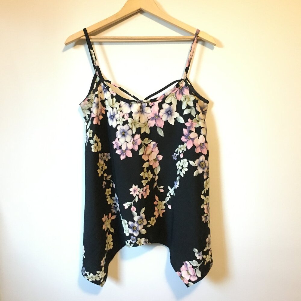 SAGA Italy Wisteria Floral Handkerchief Hem Pastel Silk Feel Camisole